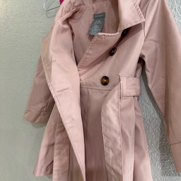 Tahari Girls Blush Pink Trench Coat Double Breasted Belted Size 18M - Picture 11 of 15